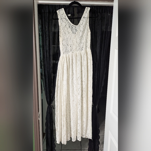 Vintage 80s 90s White Lace Dress - Picture 6 of 8